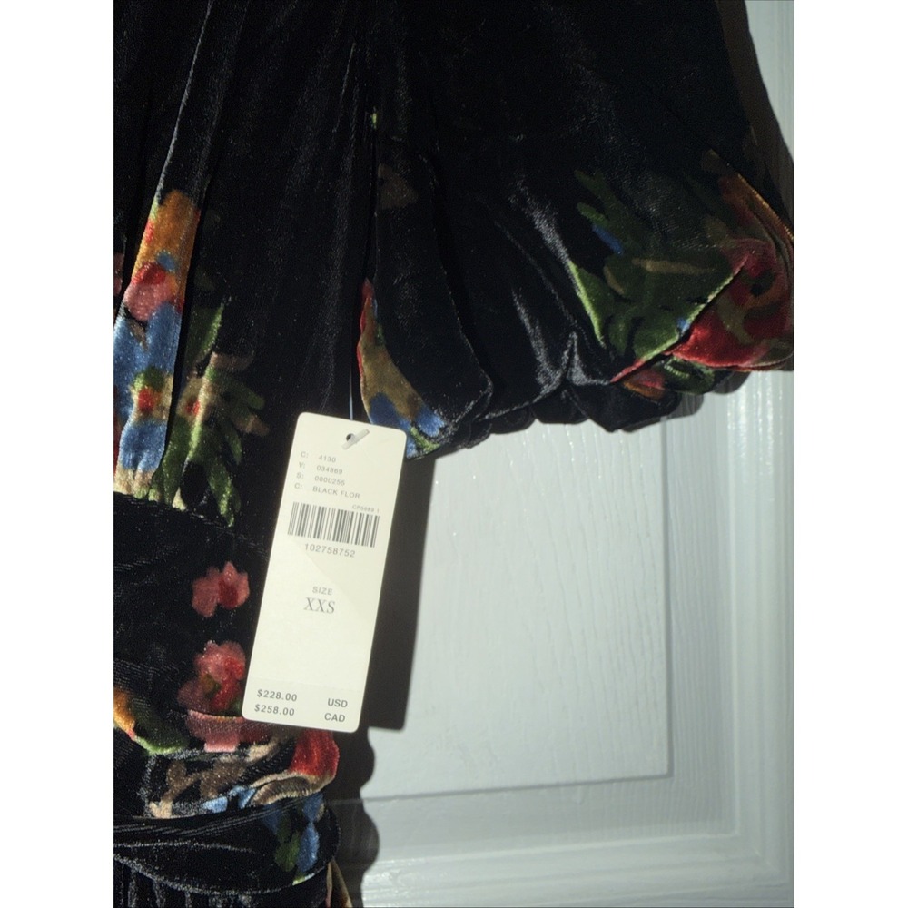 NEW Anthropologie Katerina Button Front Dress Velvet Floral Black Sz XXS Boho - Picture 8 of 10